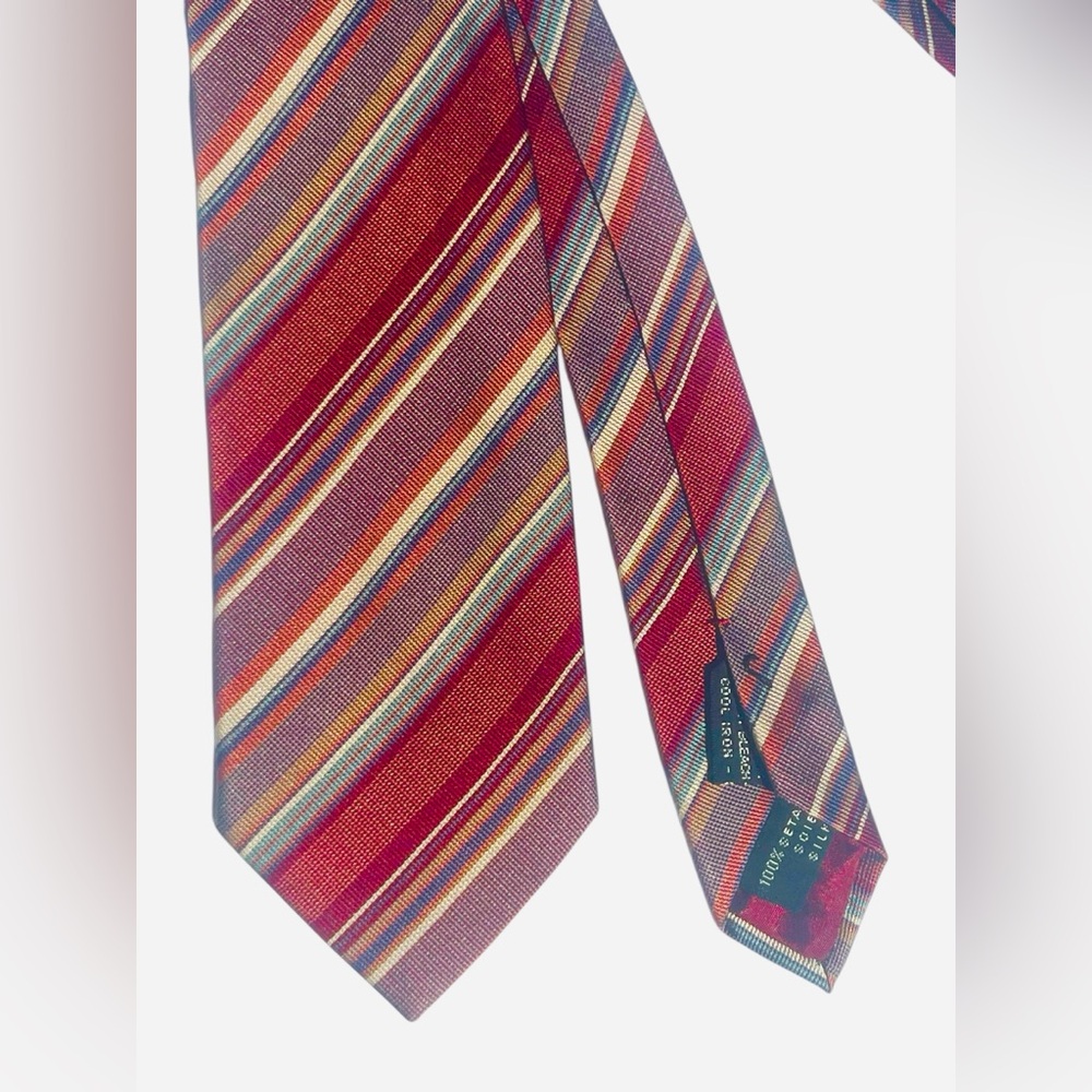 Gianni Versace  Vintage 80s 90's Striped Plaid Silk Necktie Tie
